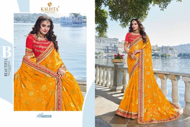 Kalista Kohinoor Gold 2 Heavy Wedding Wear Latest Fancy Vichitra Silk Saree